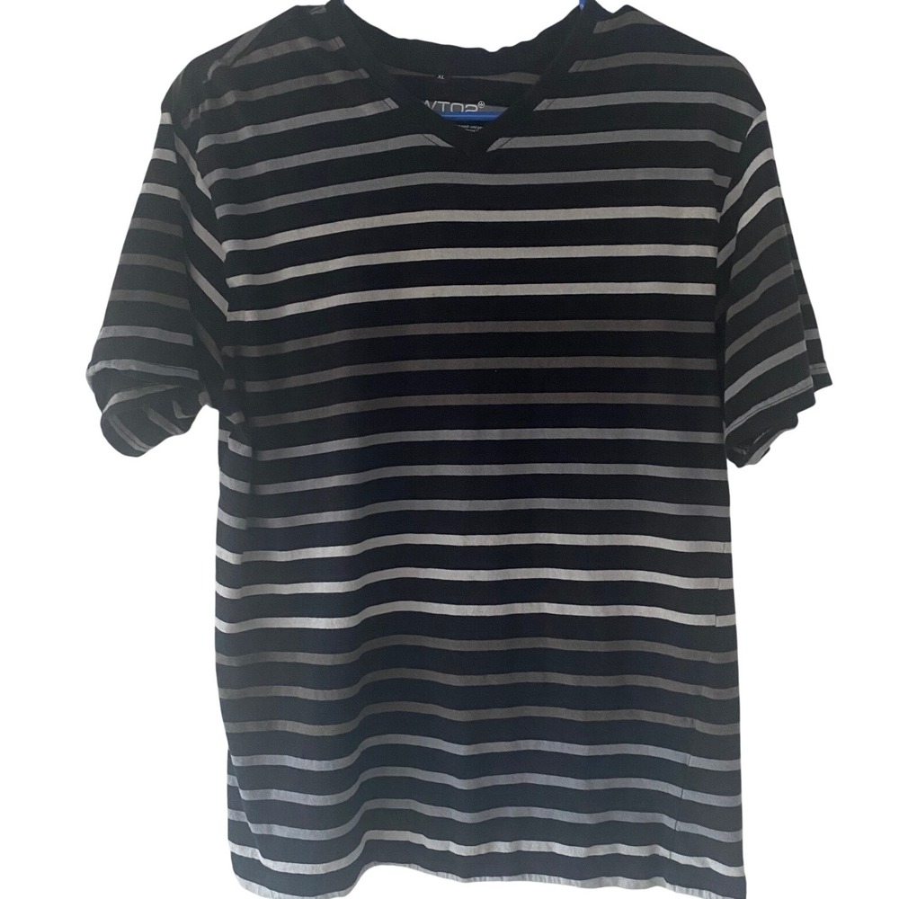 Teen XL WTO2 New York‎ Striped TShirt V-Neck Short Sleeve Casual Youth XL EUC